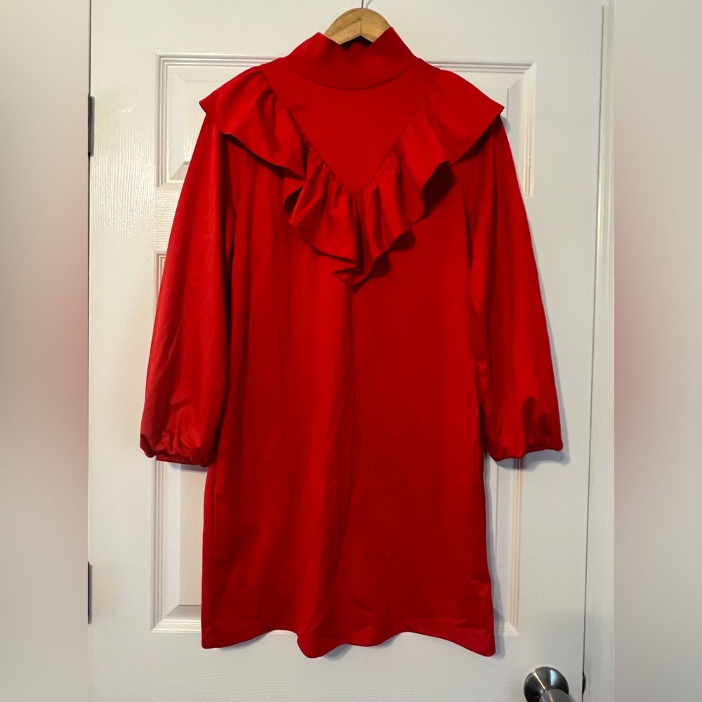 Who what wear long sleeve ruffled red dress
